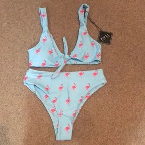 Zaful Flamingo Knot High Cut Bikini Set